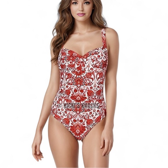Nip Tuck Swim Other - Nip Tuck Swim Sakina Floral Print Joanne One Piece Slimming Swimsuit Red Size 12